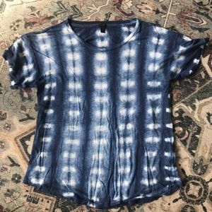 J. Crew Shibori Indigo Tie Dye Linen Tee Size Small
